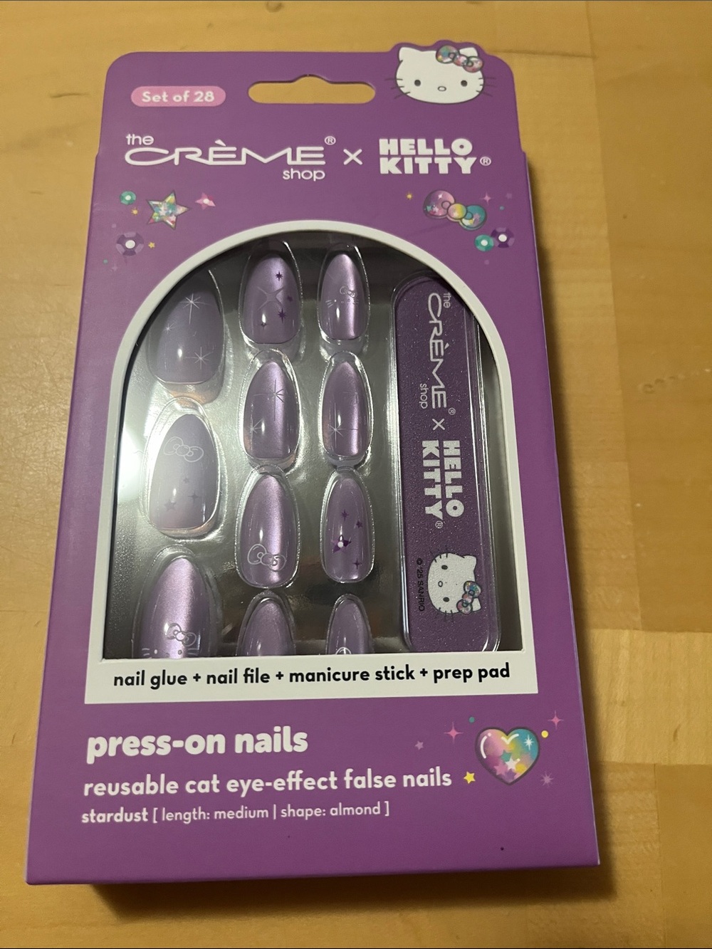 Hello Kitty the Creme Shop Purple Press-On Nails - Almond Stardust